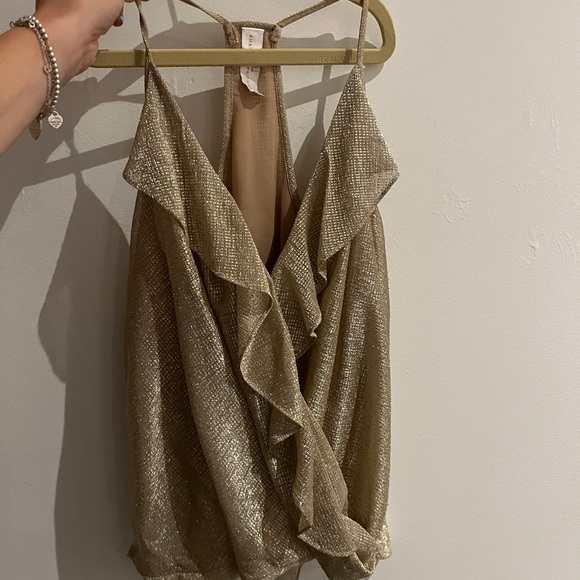 AMANDA UPRICHARD gold metallic crossover cami xs - Picture 1 of 3